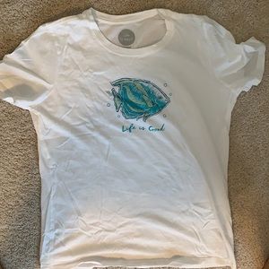 White, Life is Good v-neck